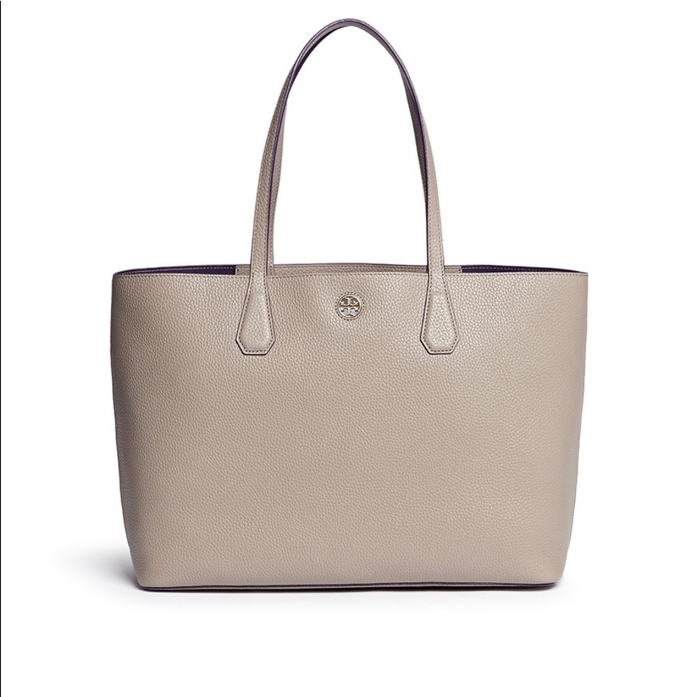 Tory Burch Perry leather tote Pebble grey